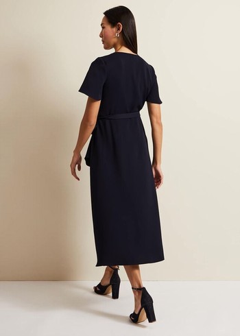 Phase Eight Julissa Frill Wrap Dress Navy Canada | ZODVTK-043